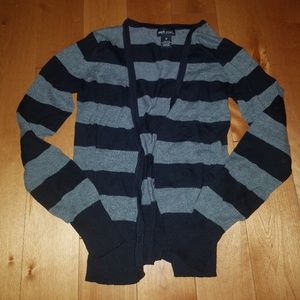 Gray and Black Striped Cardigan